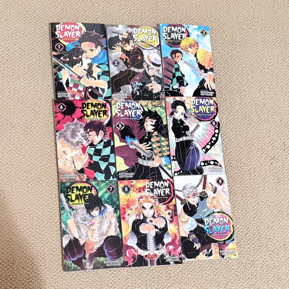Demon Slayer Manga Books English Box Set (Volumes 1-9), Anime, Like New